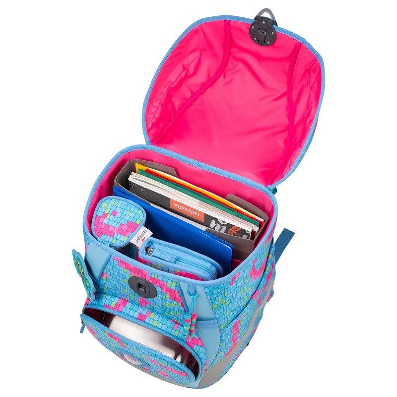 DerDieDas ErgoFlex Tiny - Mochila escolar Set 5tlg. 900g (Happy Pixel)