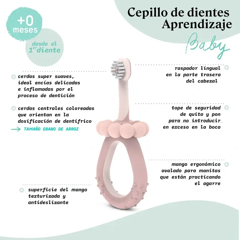 Suavinex Cepillo Dientes Para Bebés De 0 A 2 Años, Rosa