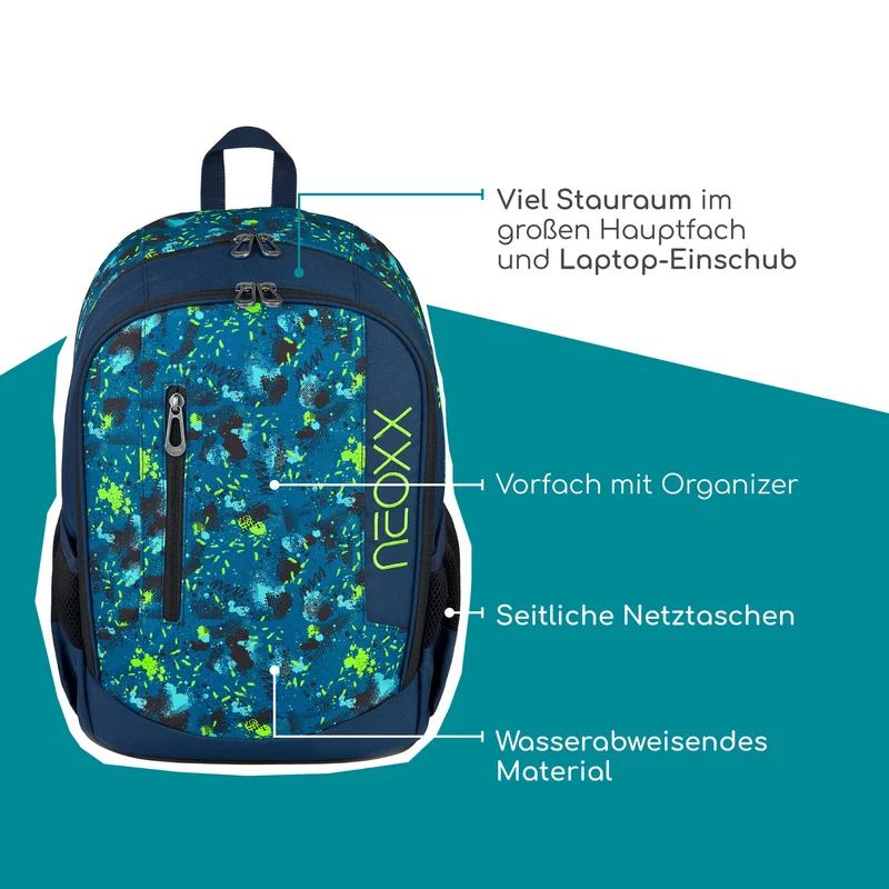 Neoxx FLOW - Mochila escolar 42.5 cm (Petrol extreme)