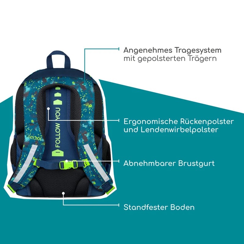 Neoxx FLOW - Mochila escolar 42.5 cm (Petrol extreme)