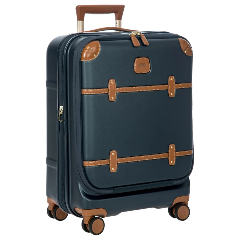 Brics Bellagio - Trolley de cabina con 4 ruedas y bolsillo delantero 55 cm expandible (blue/tan)