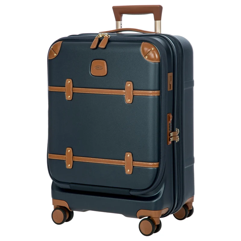 Brics Bellagio - Trolley de cabina con 4 ruedas y bolsillo delantero 55 cm expandible (blue/tan)
