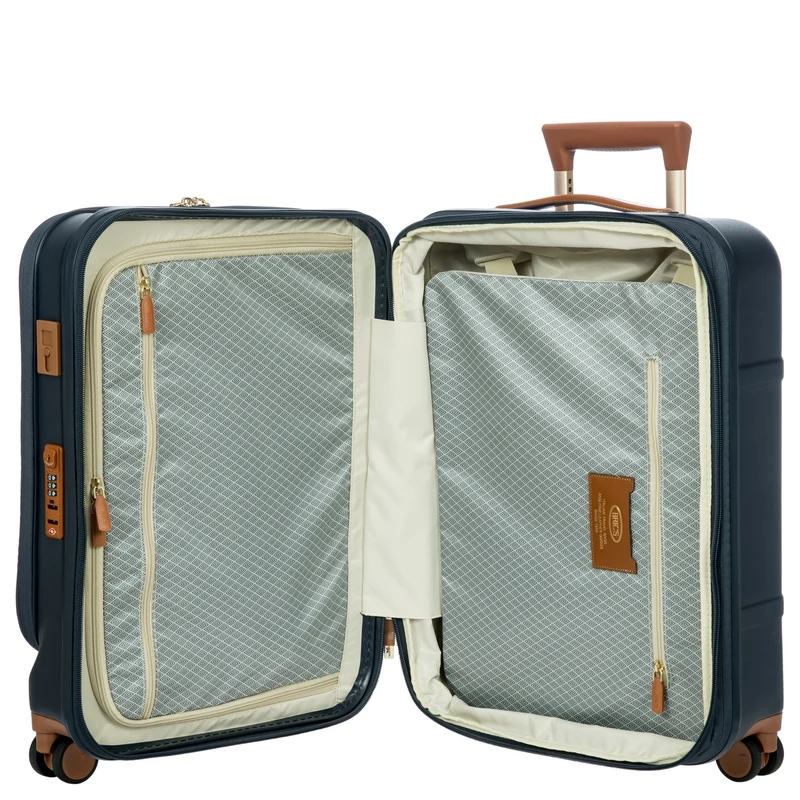 Brics Bellagio - Trolley de cabina con 4 ruedas y bolsillo delantero 55 cm expandible (blue/tan)