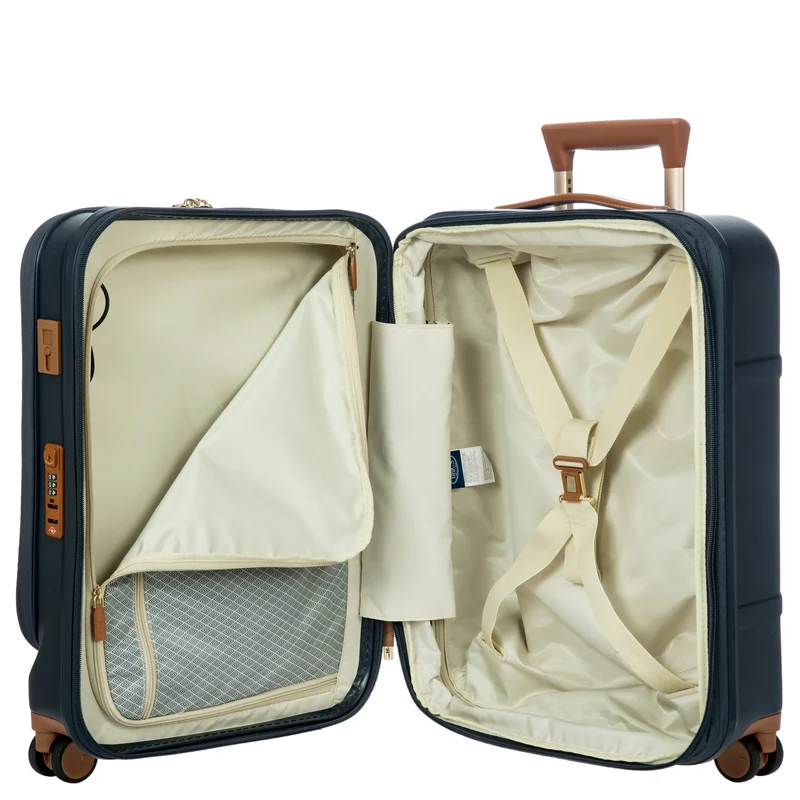 Brics Bellagio - Trolley de cabina con 4 ruedas y bolsillo delantero 55 cm expandible (blue/tan)