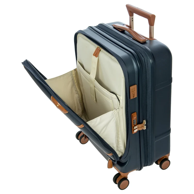 Brics Bellagio - Trolley de cabina con 4 ruedas y bolsillo delantero 55 cm expandible (blue/tan)
