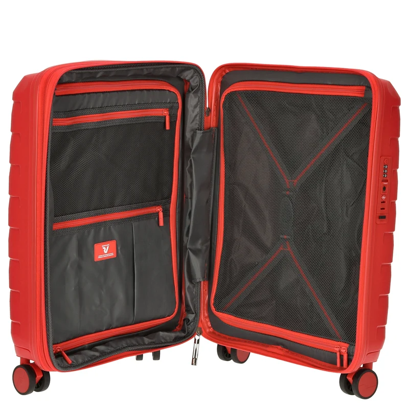 Roncato Skyline - Maleta de cabina 4 ruedas S 55 cm con puerto USB (rojo)