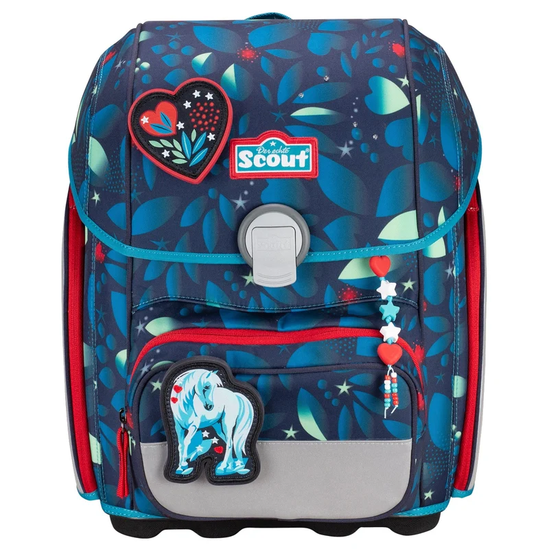 Scout Genius Exklusiv LED - Mochila escolar Set 4tlg. (White Unicorn)