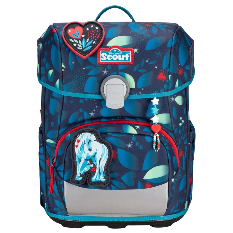 Scout Neo Exklusiv LED - Mochila escolar Set 4tlg. (White Unicorn)