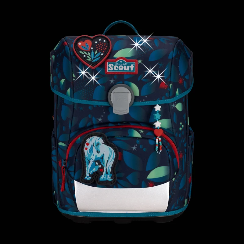 Scout Neo Exklusiv LED - Mochila escolar Set 4tlg. (White Unicorn)