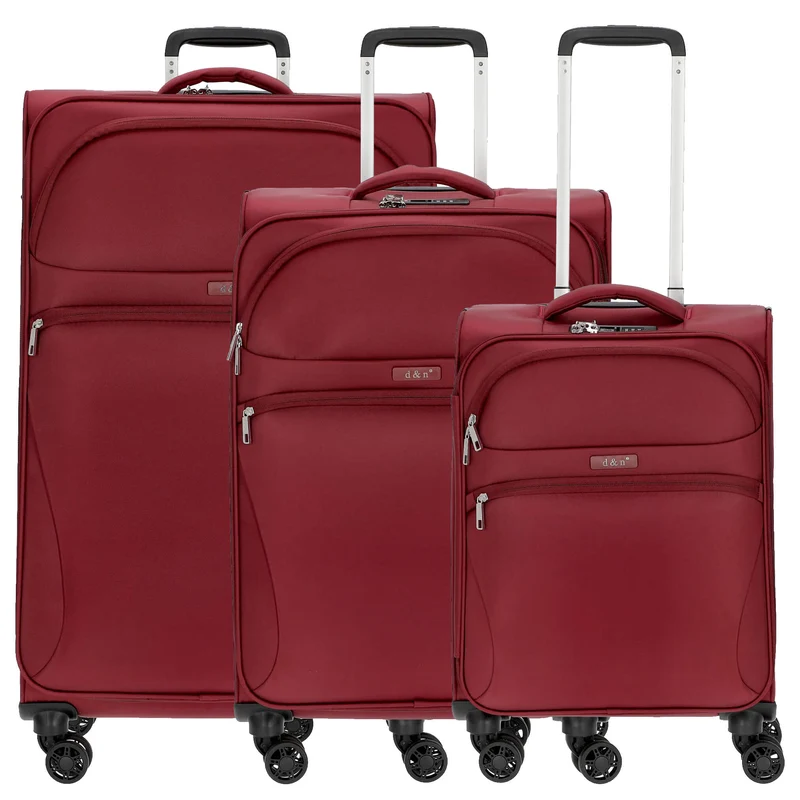 D&N Travel Line 9104 - Juego de maletas, 3 piezas (burdeos)