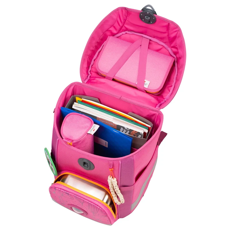DerDieDas ErgoFlex Easy Exclusive ECO - Set de mochila escolar 5 piezas 950g (Planeta Rosa)