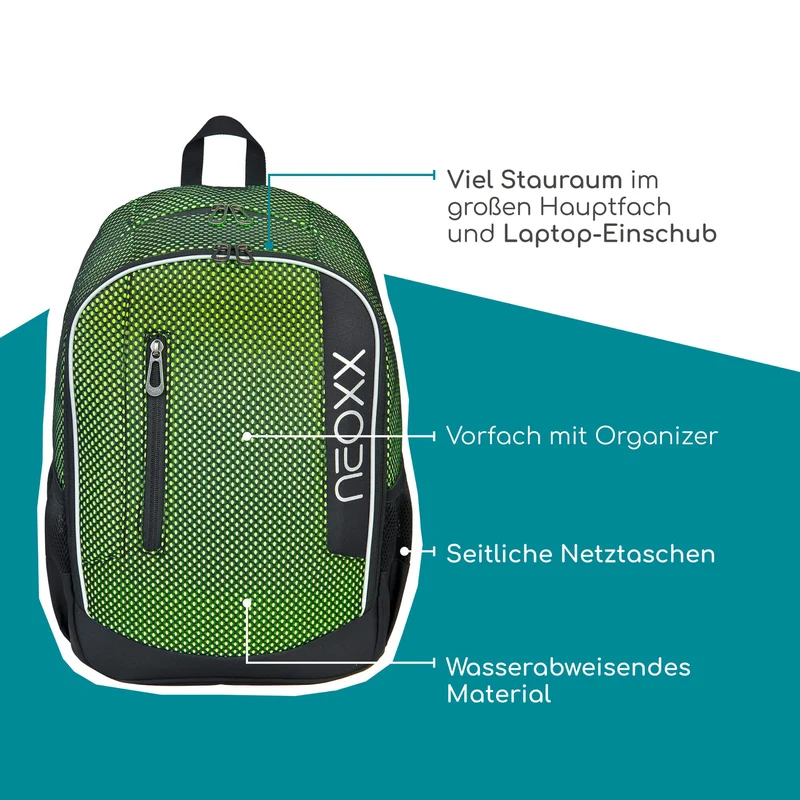Neoxx FLOW - Mochila escolar 42.5 cm (All about Neon)