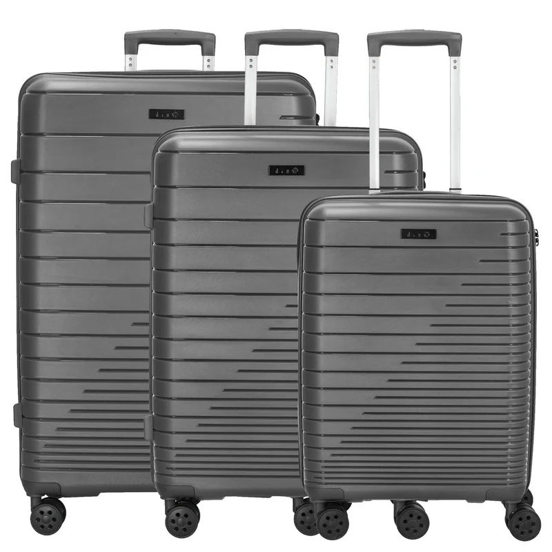 D&N Travel Line 4600 - Juego de maletas, 3 piezas (gris)