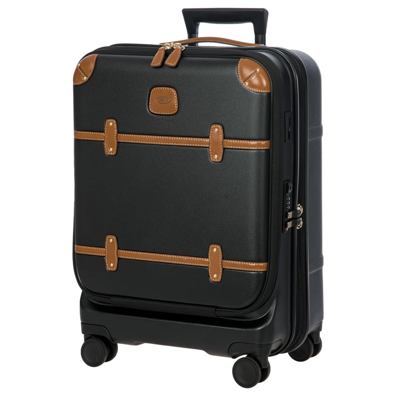 Brics Bellagio - Trolley de cabina con 4 ruedas y bolsillo delantero 55 cm expandible (black/tan)