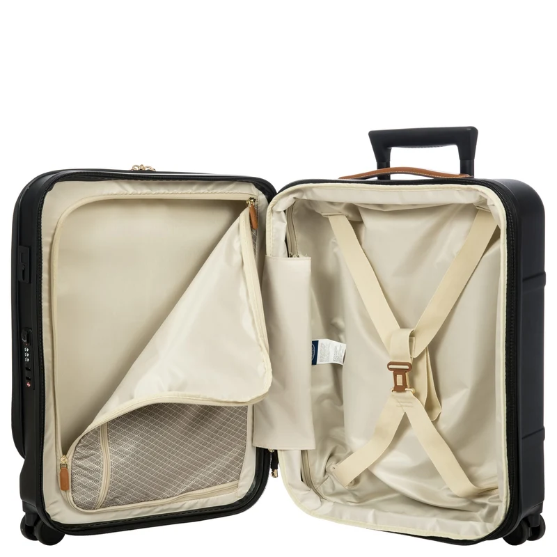 Brics Bellagio - Trolley de cabina con 4 ruedas y bolsillo delantero 55 cm expandible (black/tan)