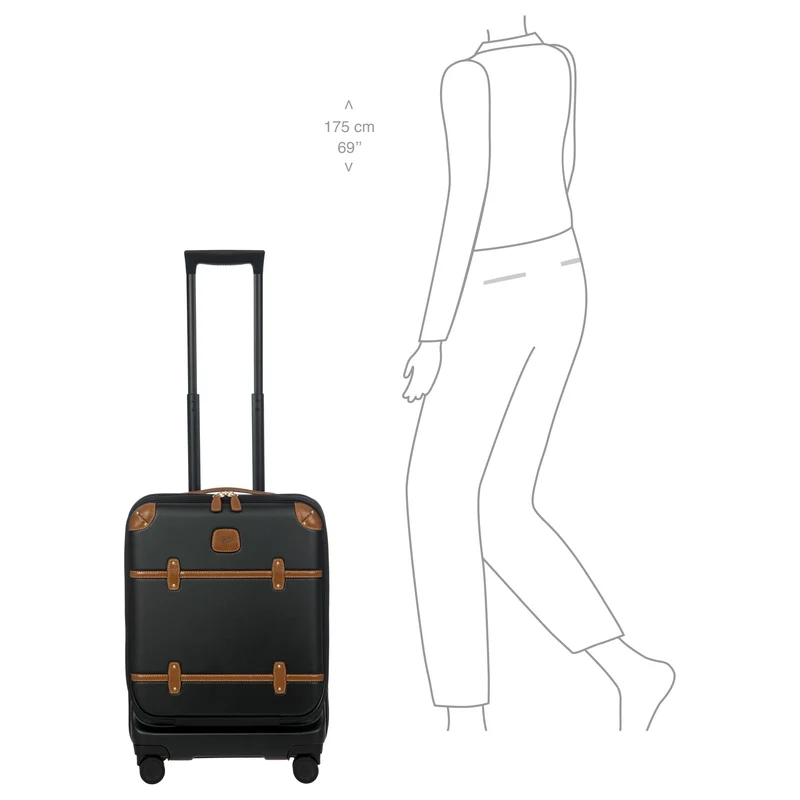 Brics Bellagio - Trolley de cabina con 4 ruedas y bolsillo delantero 55 cm expandible (black/tan)