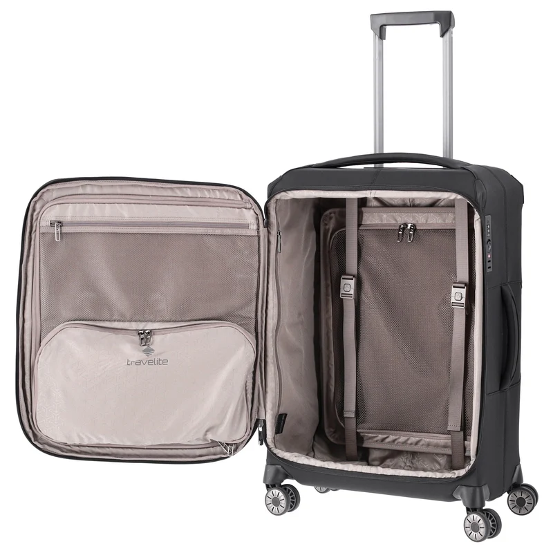 Travelite Priima - Trolley de 4 ruedas M 68 cm expandible (black)
