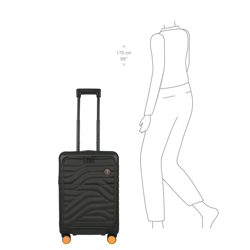 Brics BY Ulisse - Trolley de cabina con 4 ruedas y bolsillo delantero 55 cm erw. USB (olive)