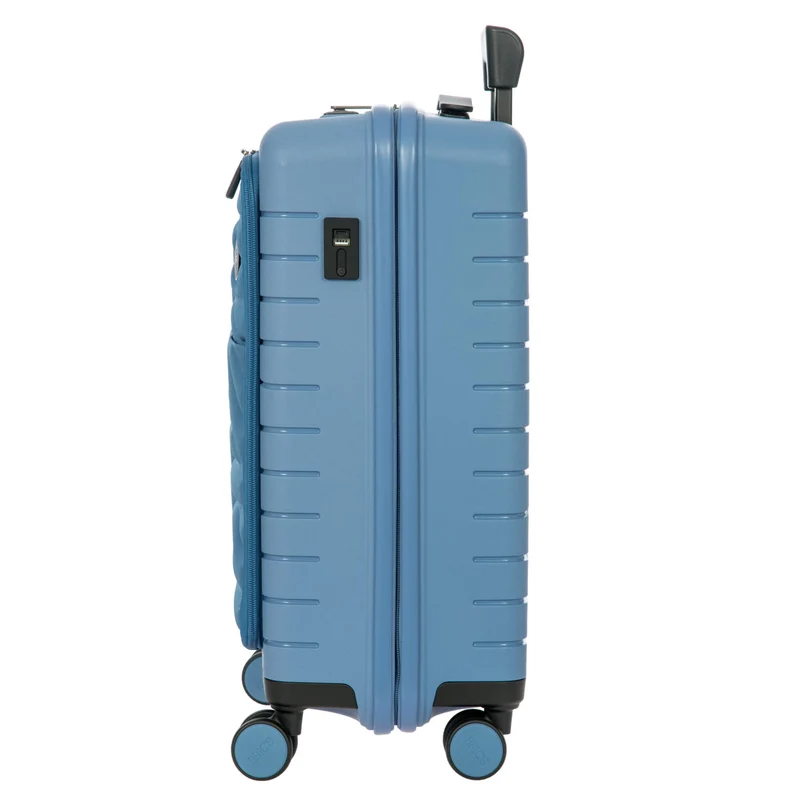 Brics BY Ulisse - Trolley de cabina con 4 ruedas y bolsillo delantero 55 cm expandible USB (grey blue)