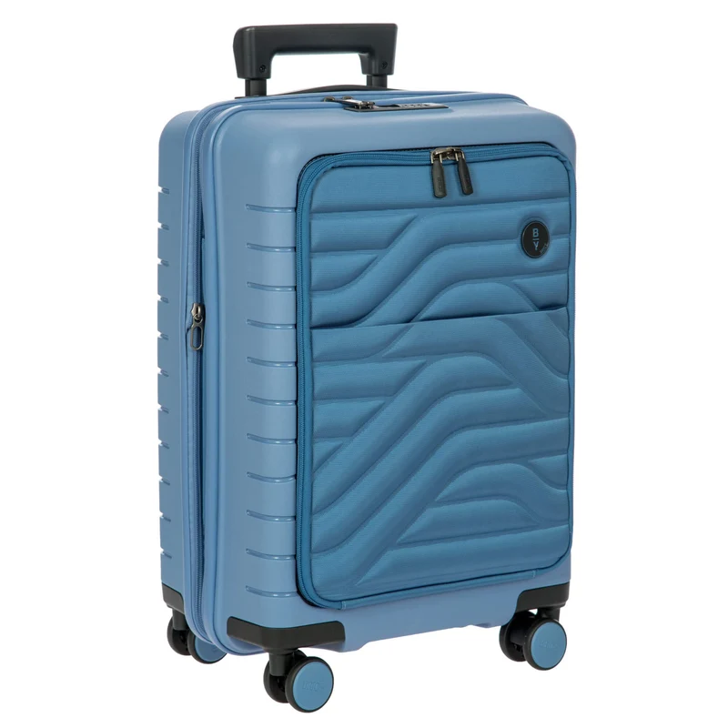 Brics BY Ulisse - Trolley de cabina con 4 ruedas y bolsillo delantero 55 cm expandible USB (grey blue)