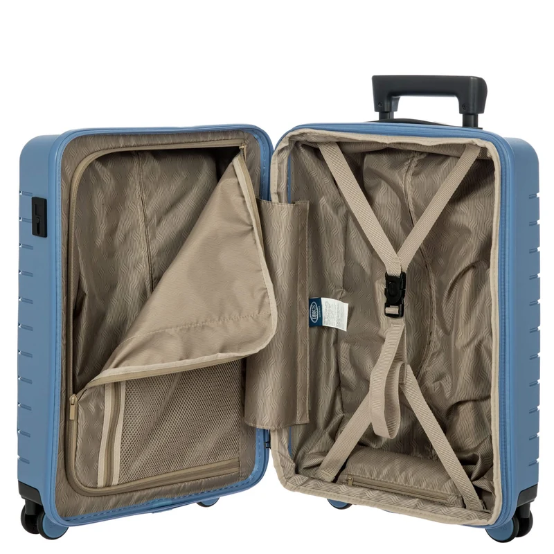 Brics BY Ulisse - Trolley de cabina con 4 ruedas y bolsillo delantero 55 cm expandible USB (grey blue)