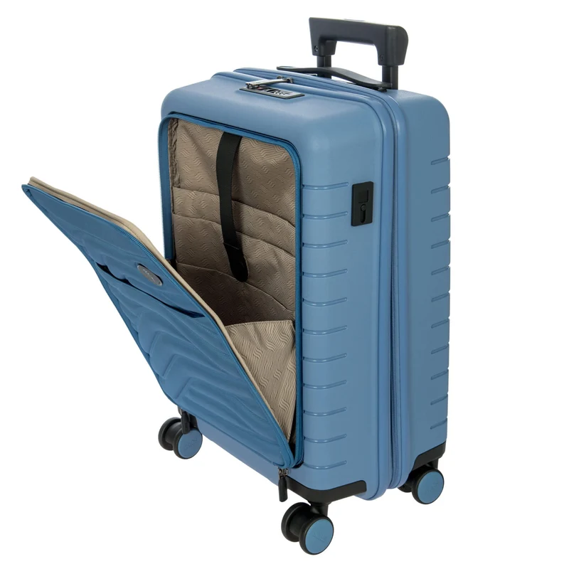 Brics BY Ulisse - Trolley de cabina con 4 ruedas y bolsillo delantero 55 cm expandible USB (grey blue)