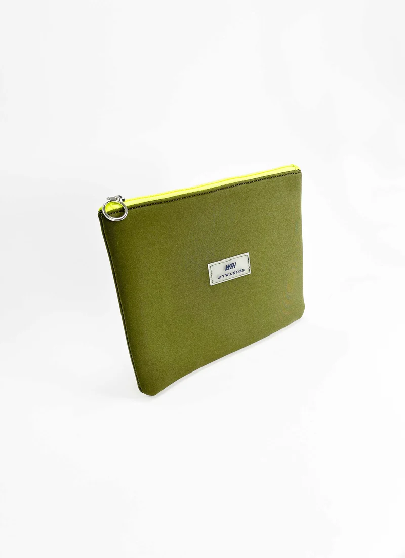 Neceser plano Neopreno Olive/Funda Ipad