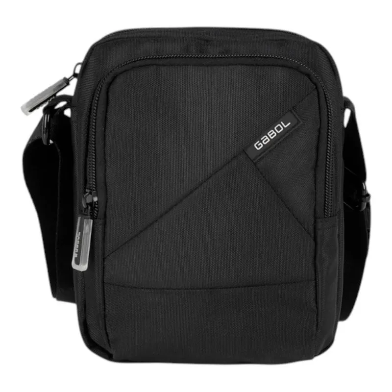 Bandolera Hombre Gabol Stream Negra Compacta Dos Compartimentos