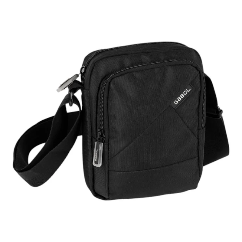 Bandolera Hombre Gabol Stream Negra Compacta Dos Compartimentos