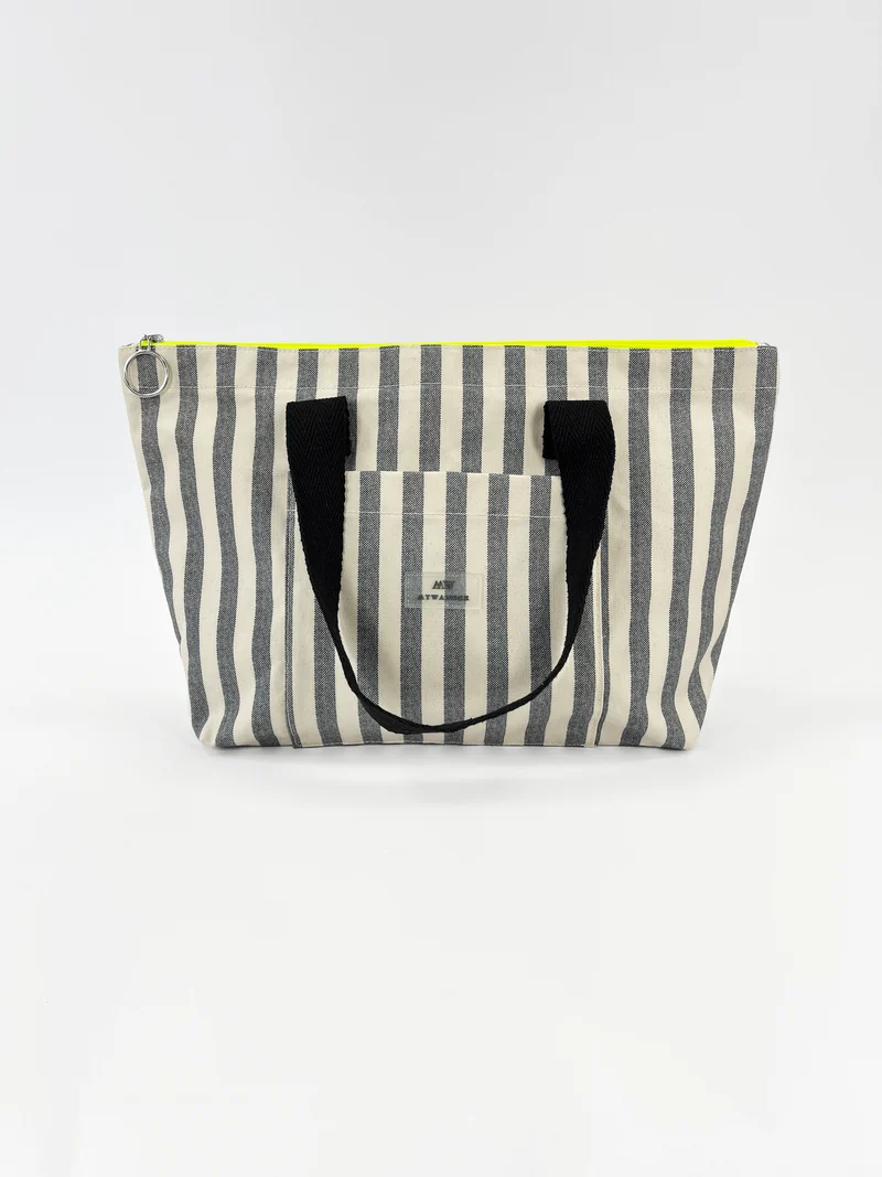 Grey Stripes Bolso Shopper