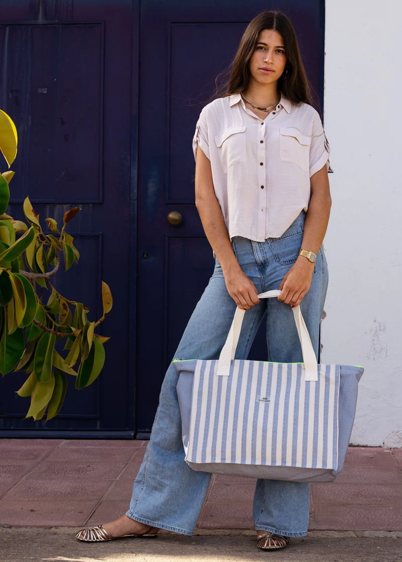 Navy Stripes Bolso de Viaje Mediano