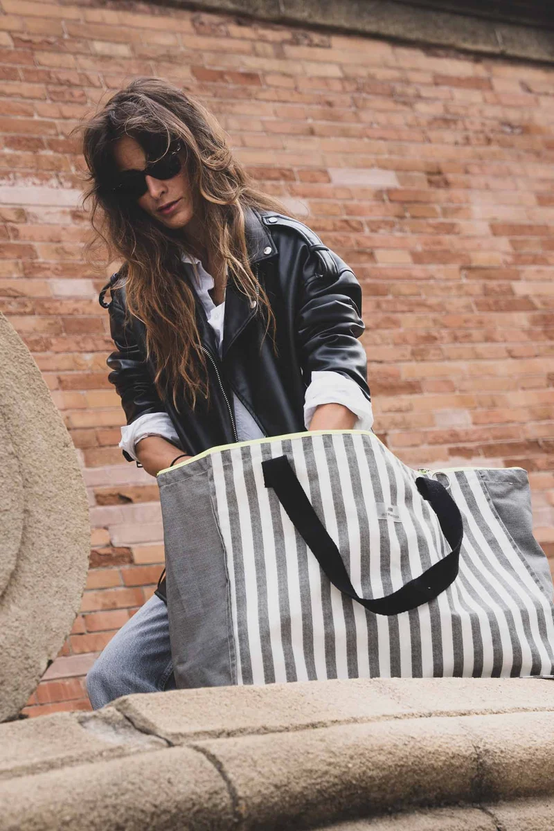 Grey Stripes Maxi Bolso Grande Viaje